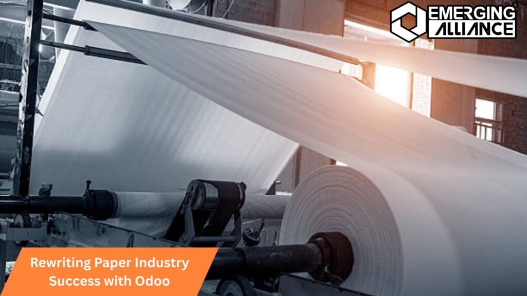 Modern paper manufacturing process enhanced by Odoo ERP software for improved efficiency and success