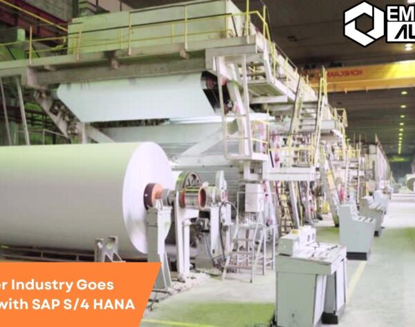 SAP S/4 HANA dashboard optimizing digital operations in a modern paper manufacturing facility with real-time data and automation tools.