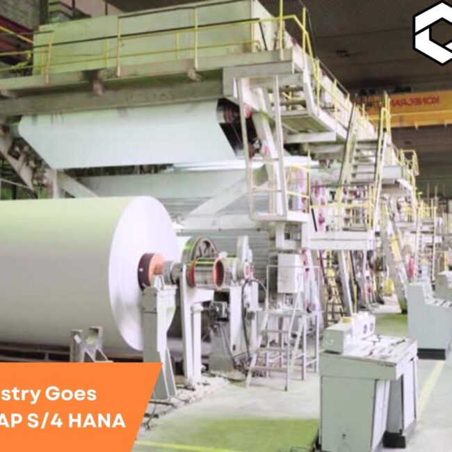 SAP S/4 HANA dashboard optimizing digital operations in a modern paper manufacturing facility with real-time data and automation tools.