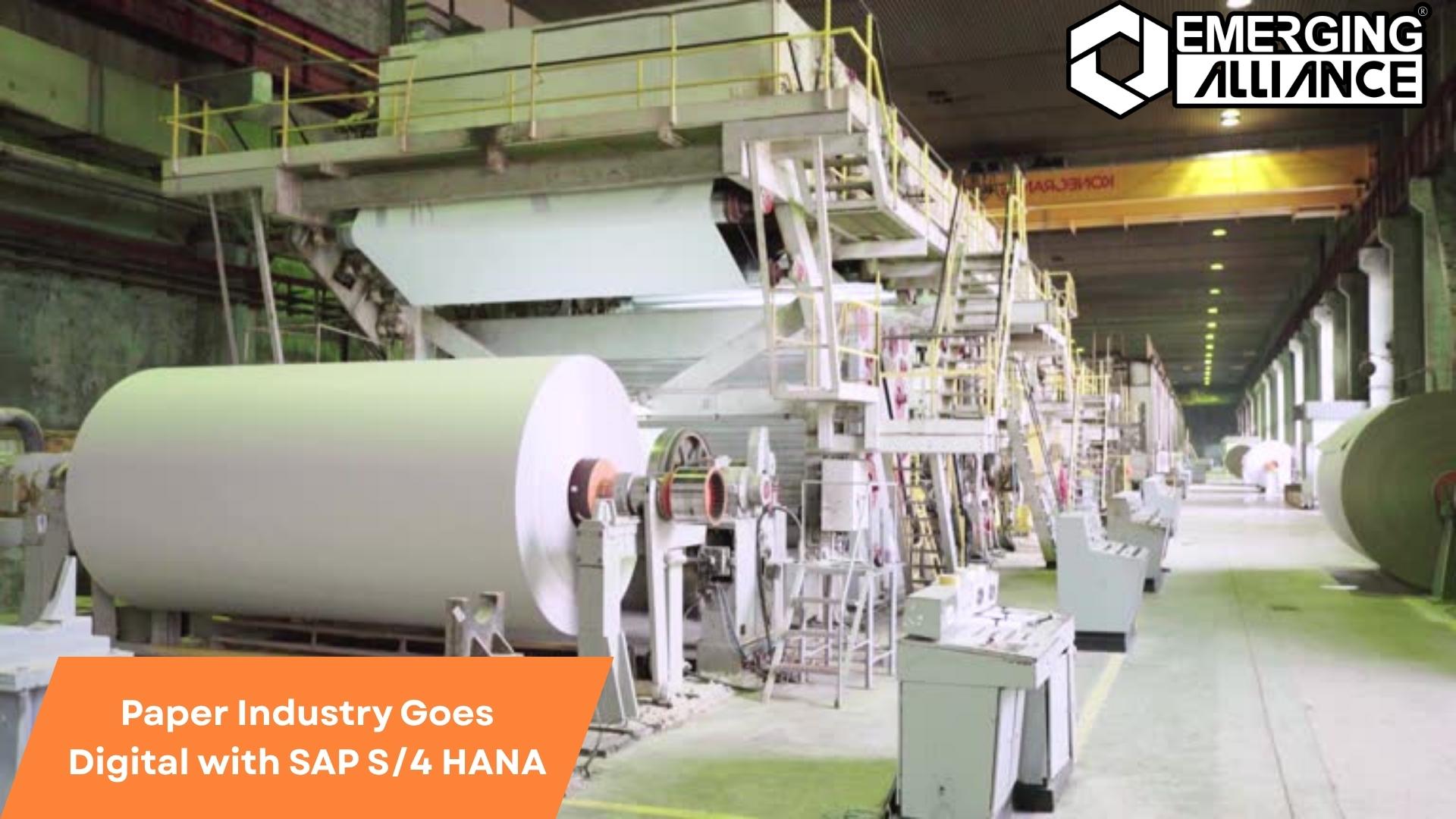 SAP S/4 HANA dashboard optimizing digital operations in a modern paper manufacturing facility with real-time data and automation tools.