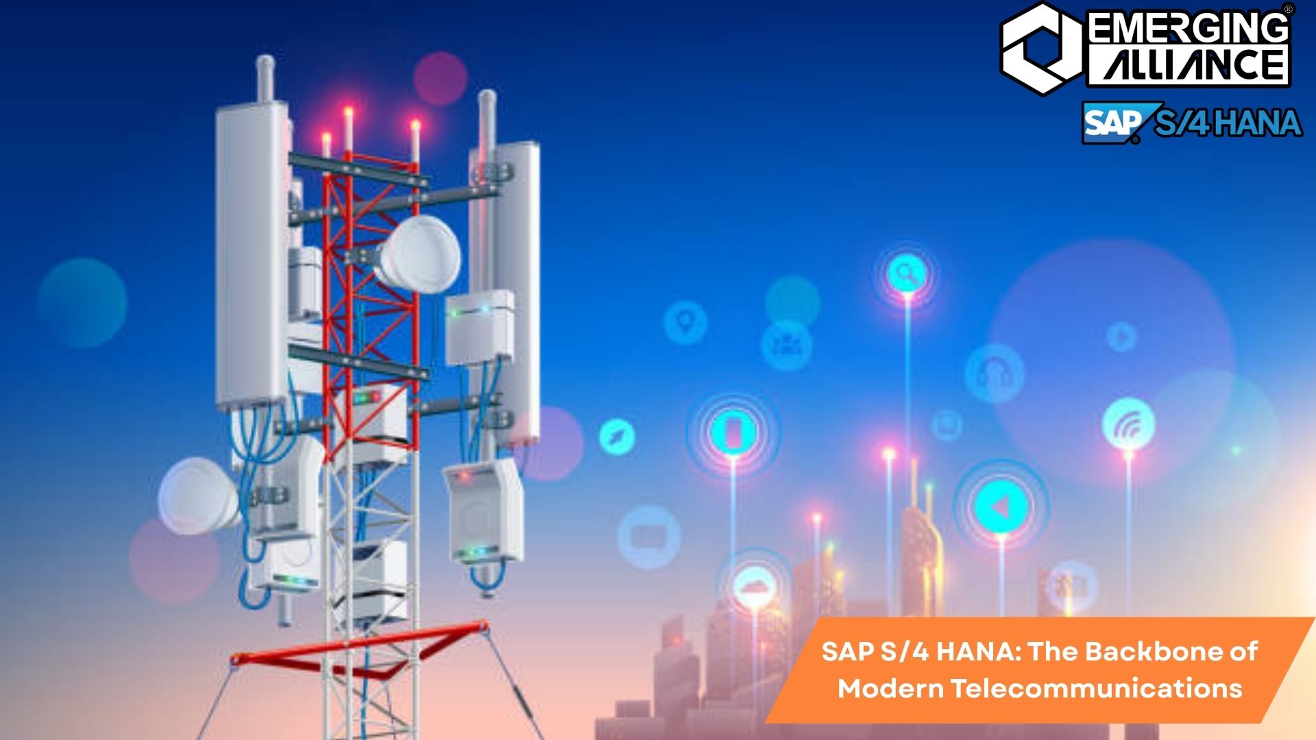Featured image for blog on SAP S/4 HANA transforming the Telecommunications Industry, becoming the backbone of modern telecom operations and driving innovation.