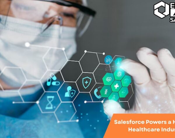 Salesforce CRM interface optimizing patient care, data management, and workflows in a modern healthcare industry setting.