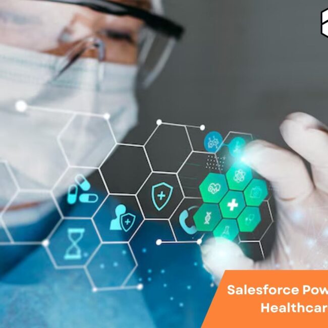 Salesforce CRM interface optimizing patient care, data management, and workflows in a modern healthcare industry setting.