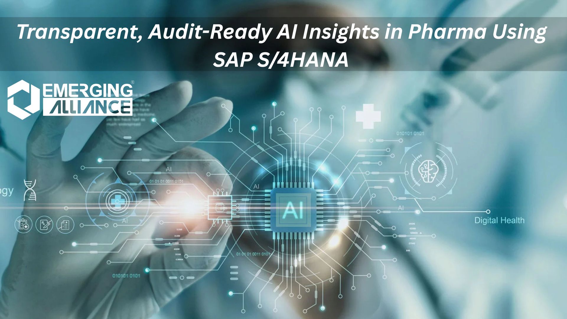 Pharma team reviewing AI insights on SAP S/4HANA dashboard with audit-ready logs and compliance tools.