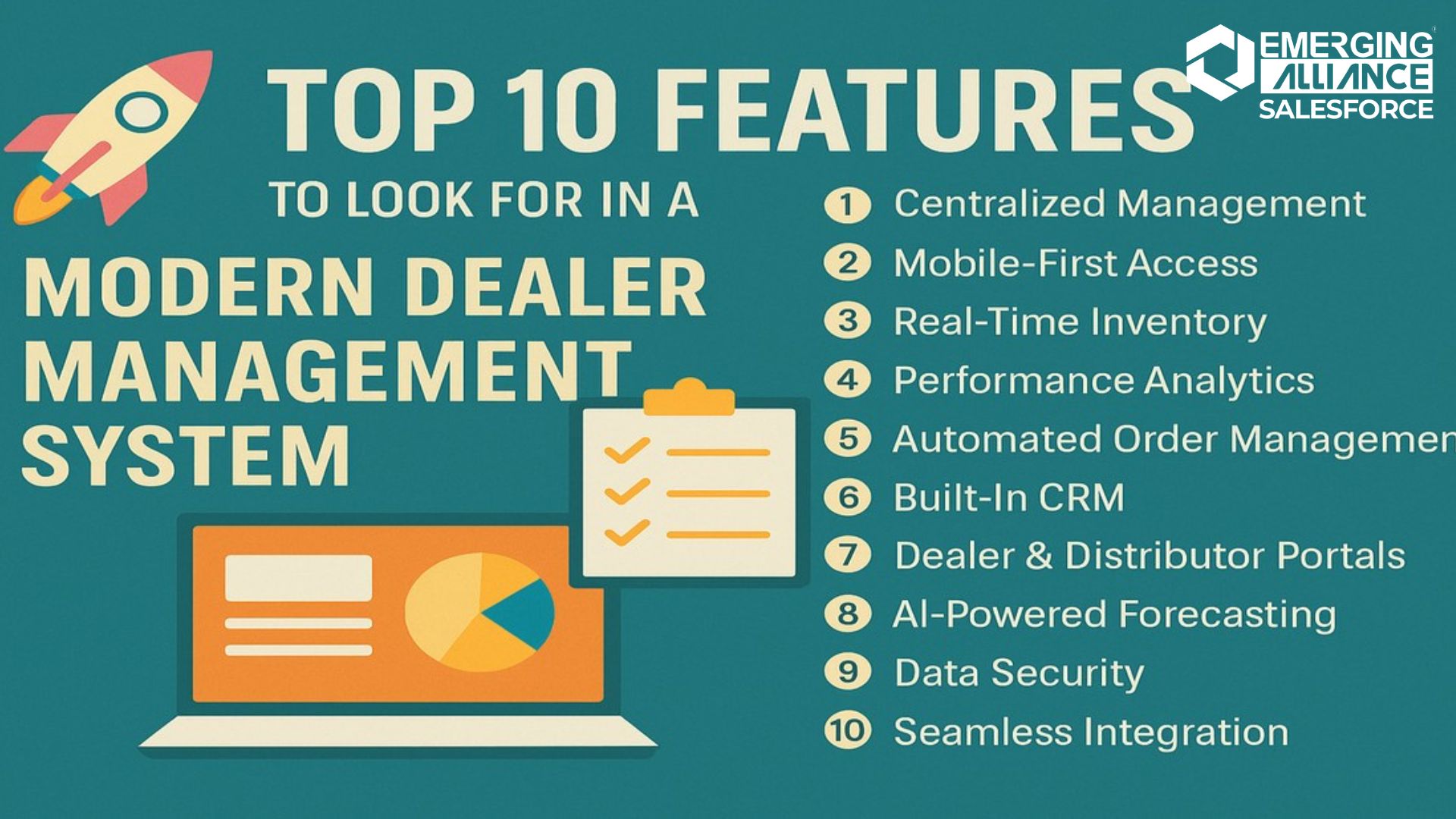 Top 10 essential features of a modern Salesforce Dealer Management System for optimizing dealer networks, sales, and customer engagement.