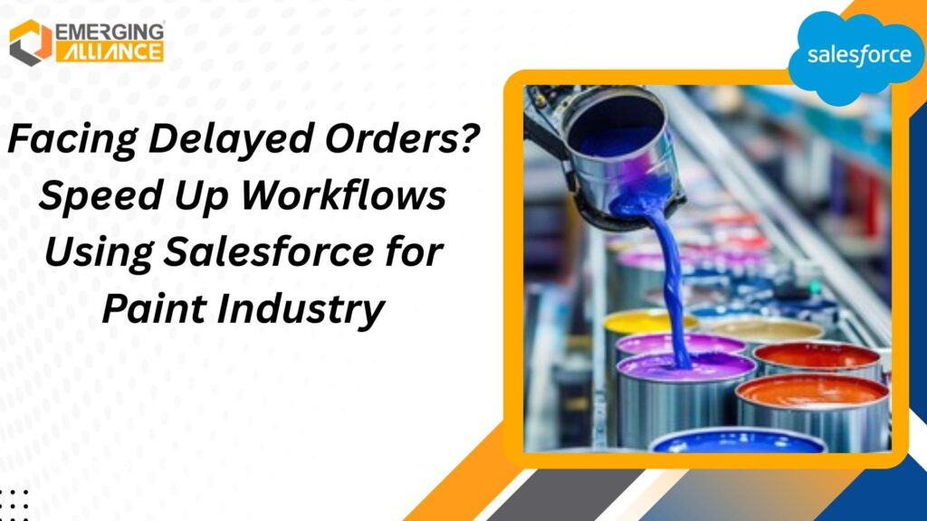 Salesforce for Paint Industry system dashboard showing automated sales, order tracking, and dealer management features