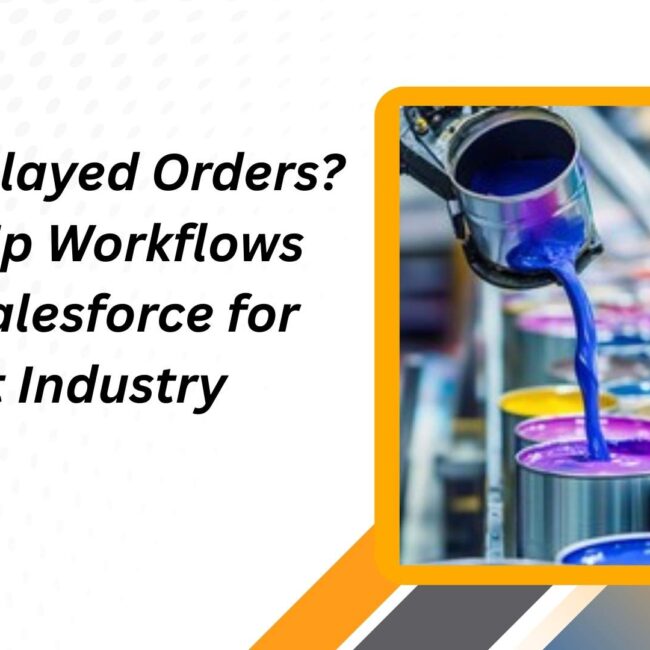 Salesforce for Paint Industry system dashboard showing automated sales, order tracking, and dealer management features