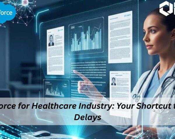 Healthcare professionals using Salesforce Health Cloud CRM system for real-time patient management and workflow automation