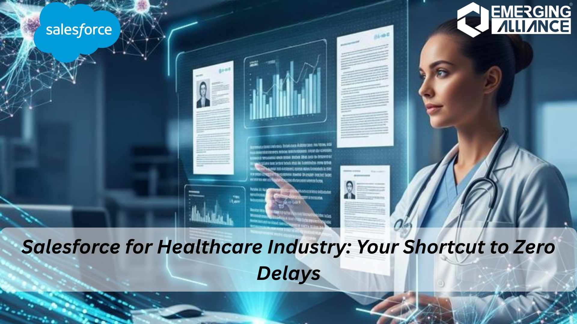 Healthcare professionals using Salesforce Health Cloud CRM system for real-time patient management and workflow automation