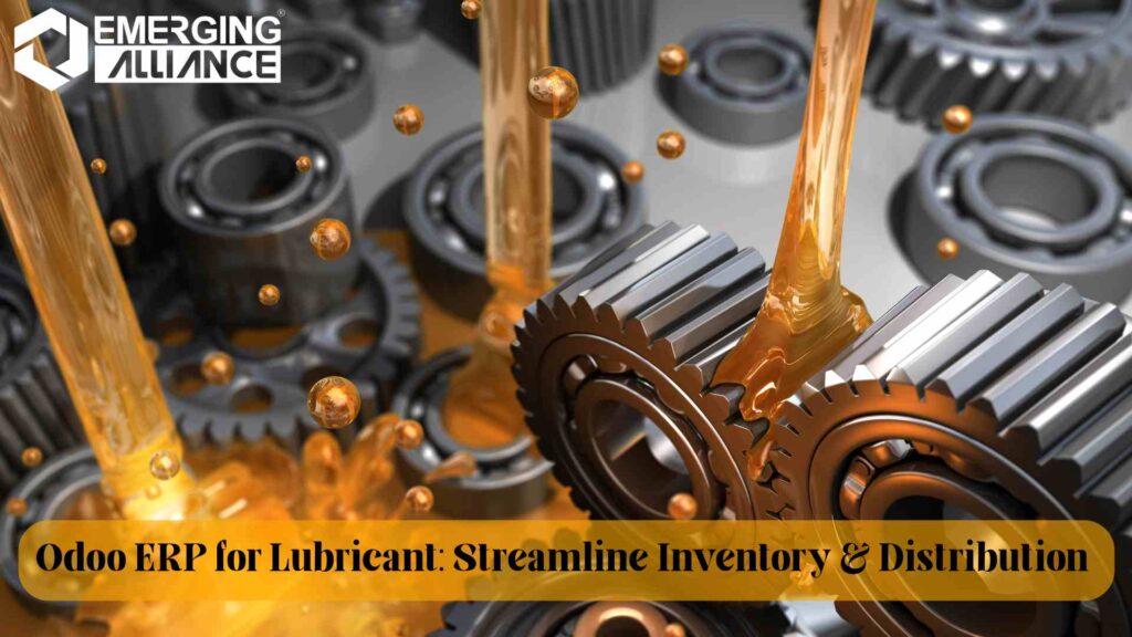 Odoo ERP for lubricant industry managing inventory, distribution, and warehouse operations efficiently