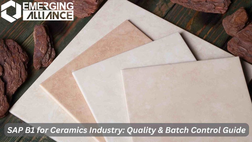 SAP Business One dashboard showing quality control and batch management in ceramics manufacturing