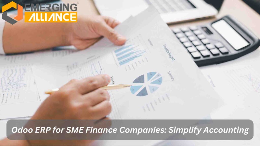 Odoo ERP for SME Finance Companies dashboard showing accounting, loans, and financial management tools