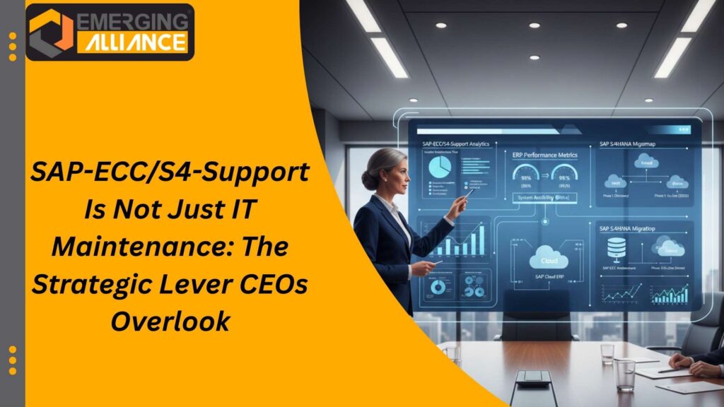 Executive analyzing SAP-ECC/S4-Support strategy and SAP S/4HANA migration roadmap