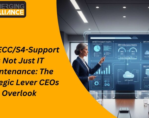 Executive analyzing SAP-ECC/S4-Support strategy and SAP S/4HANA migration roadmap