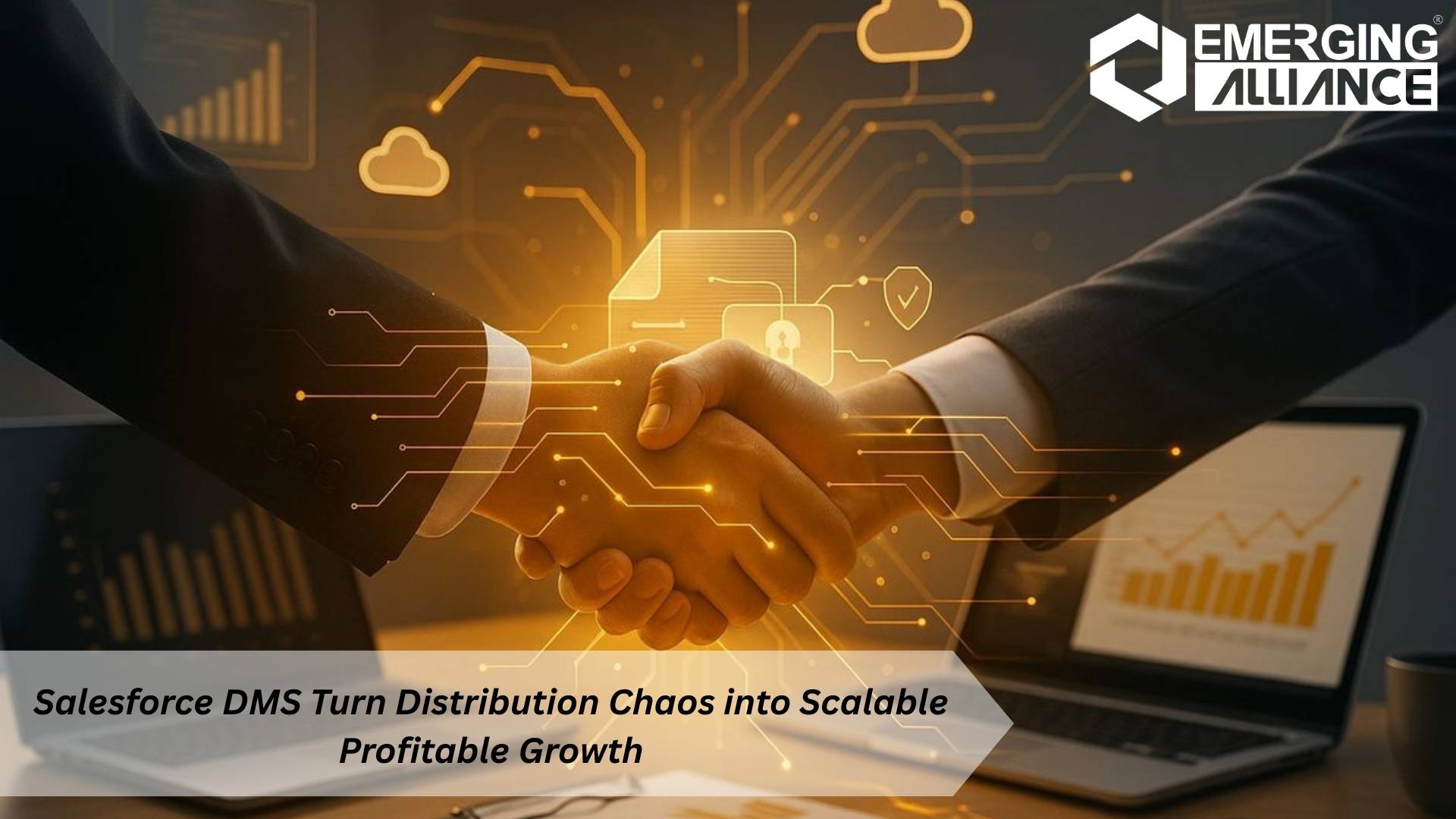Salesforce DMS dashboard showing dealer network, inventory control, and automated workflows