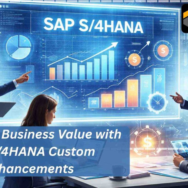 SAP S/4HANA dashboard showing real-time analytics, workflow automation, and ROI improvement