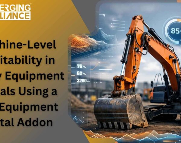 Dashboard showing machine-level profitability analytics in heavy equipment rental software powered by SAP equipment rental addon