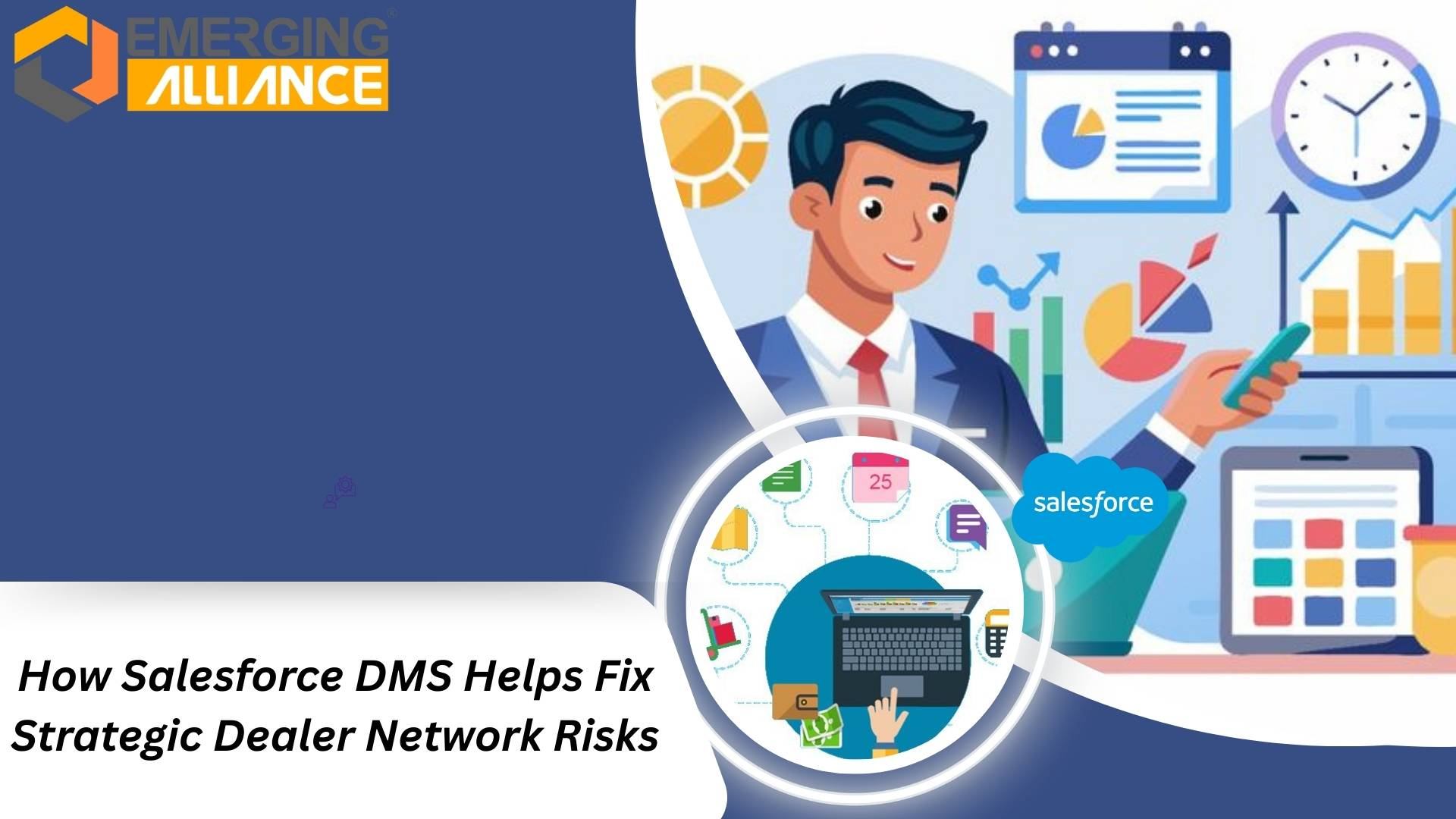Salesforce Dealer Management System dashboard showing dealer sales, inventory, and performance insights across dealership networks.