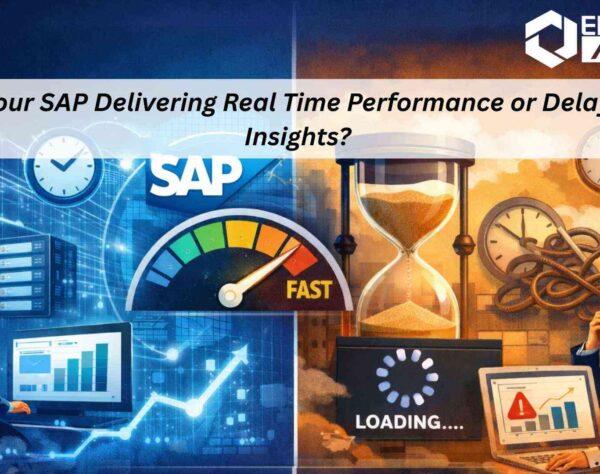 SAP S4HANA enhancements dashboard showing real-time analytics, process automation, and enterprise integration.