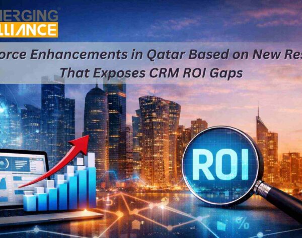 Salesforce Enhancements in Qatar visualizing CRM ROI gaps enterprise performance metrics in Doha skyline