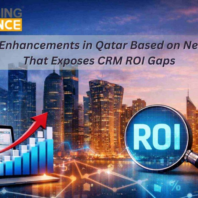 Salesforce Enhancements in Qatar visualizing CRM ROI gaps enterprise performance metrics in Doha skyline