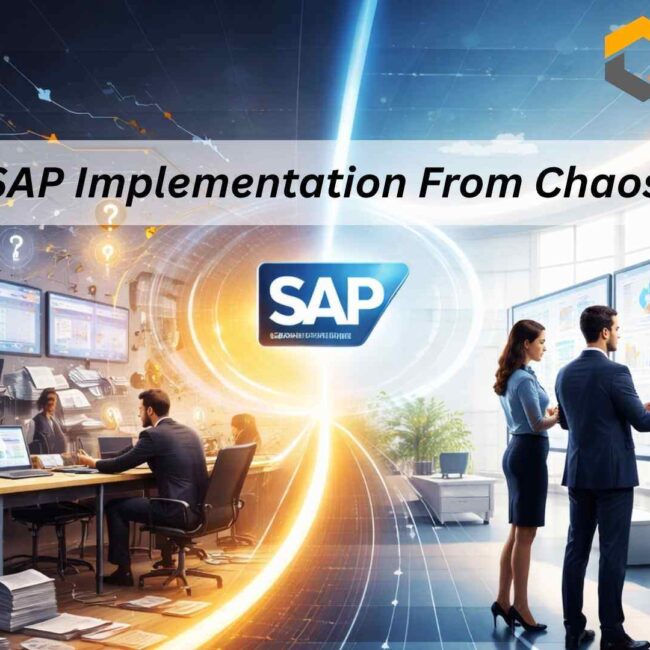 Grow with SAP cloud ERP showing automated workflows and real-time analytics dashboard