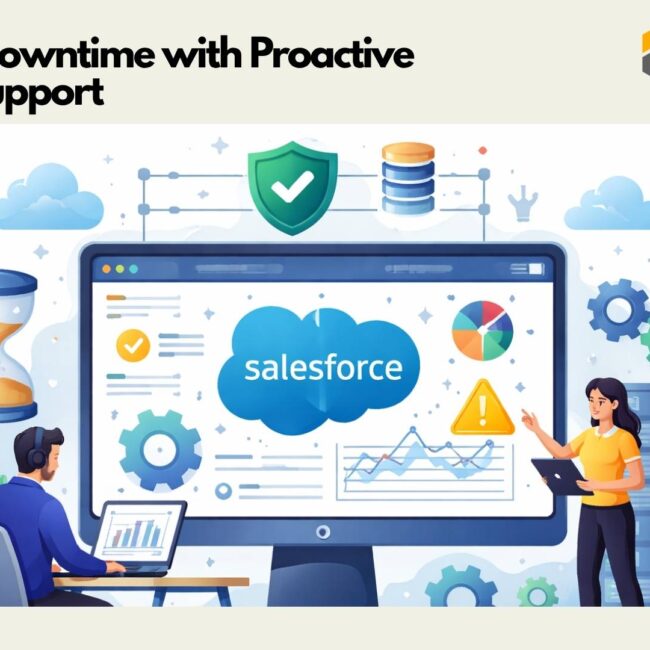 Salesforce support services dashboard showing system health and uptime monitoring