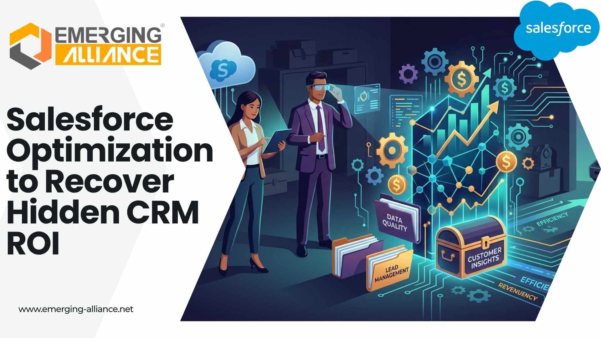 Salesforce Optimization dashboard showing ROI tracking, license usage, and CRM performance insights