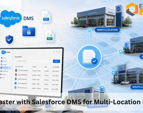 Salesforce DMS platform centralizing dealer operations, inventory, CRM, and analytics across multiple locations