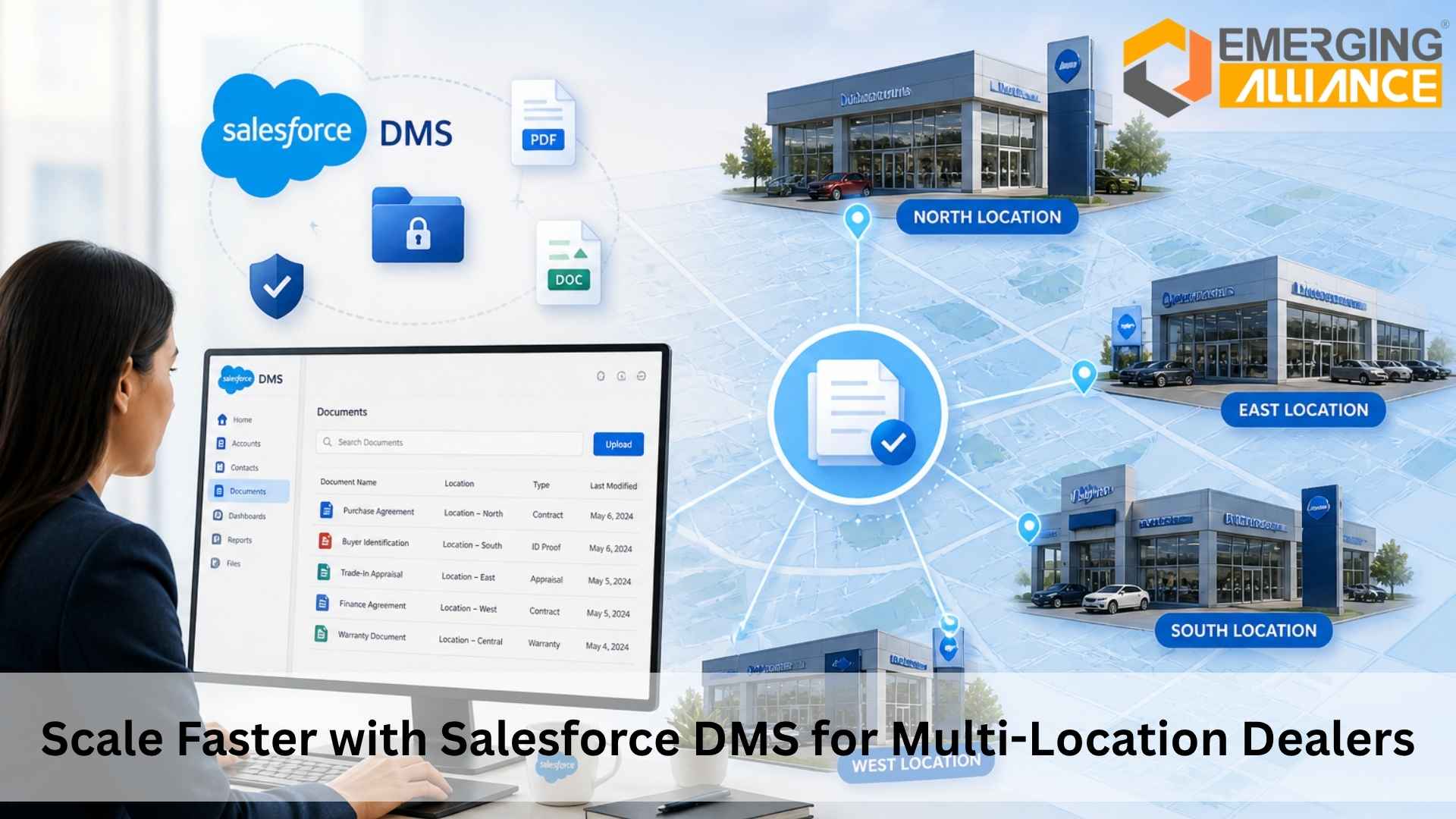 Salesforce DMS platform centralizing dealer operations, inventory, CRM, and analytics across multiple locations