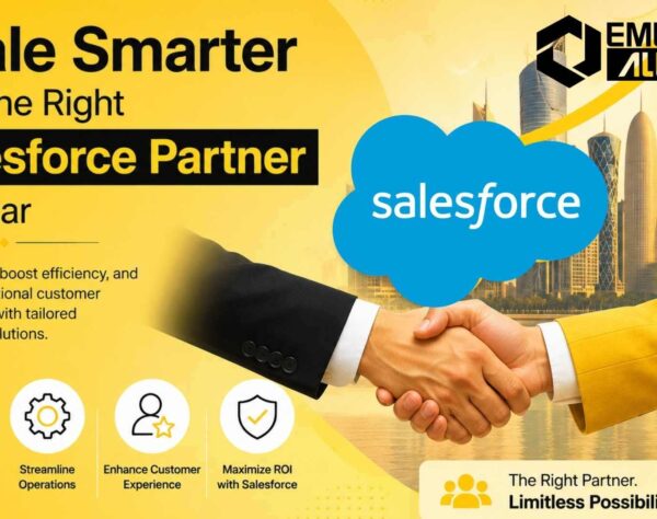 Enterprise team using Salesforce CRM solutions for business automation and scalable growth in Qatar