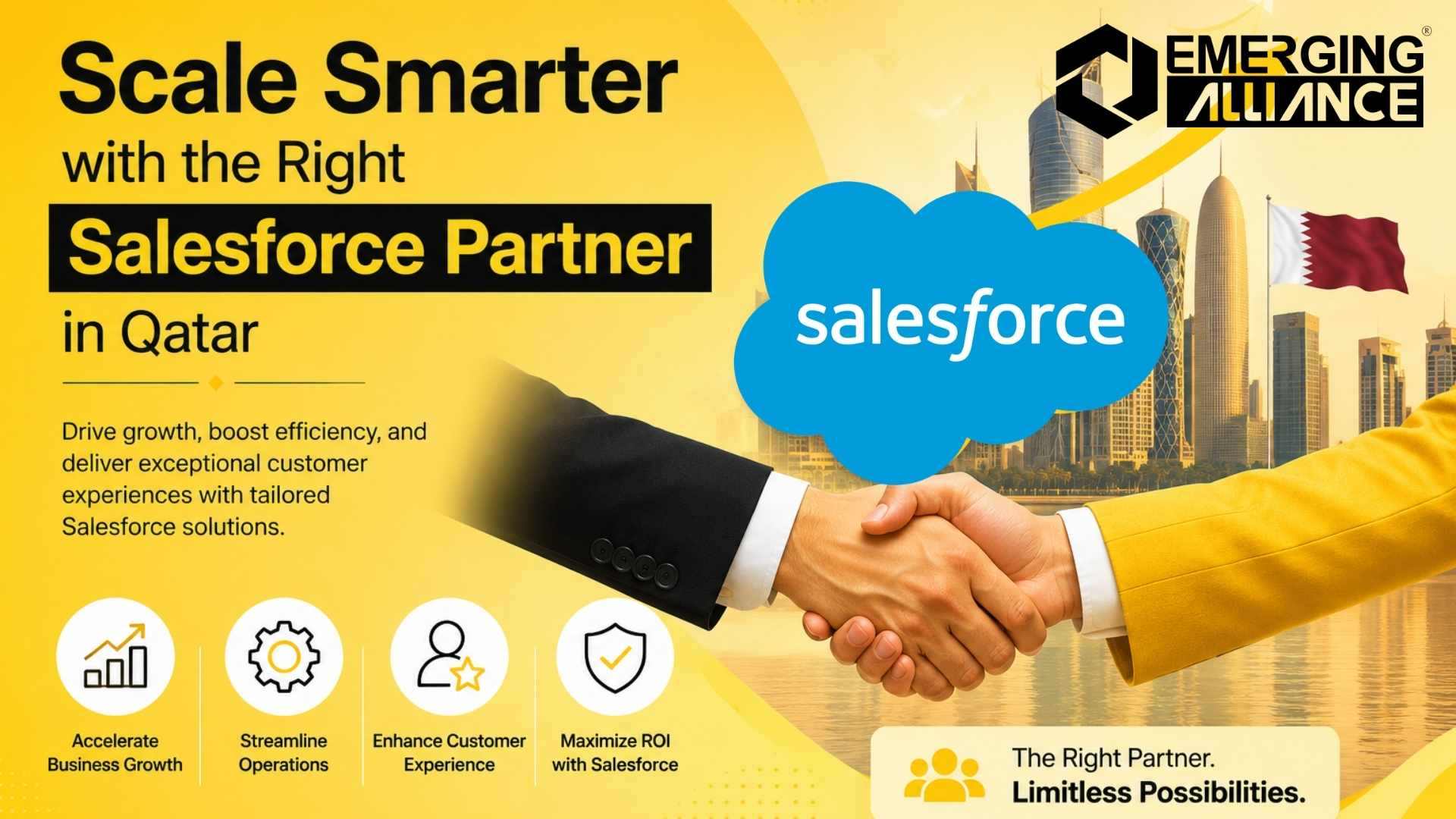 Enterprise team using Salesforce CRM solutions for business automation and scalable growth in Qatar