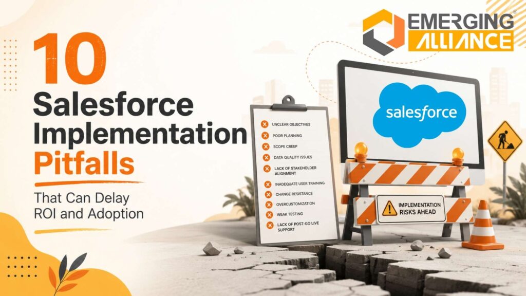Enterprise team reviewing Salesforce implementation strategy to improve adoption, automation, visibility, and ROI.