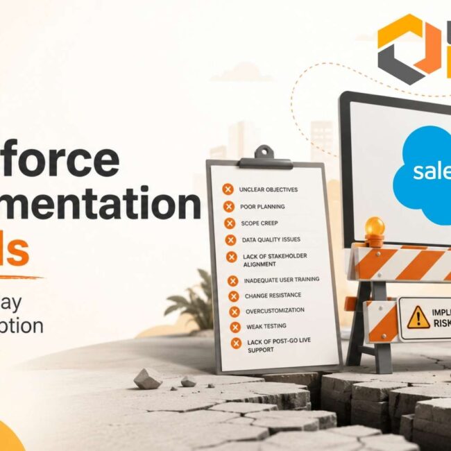 Enterprise team reviewing Salesforce implementation strategy to improve adoption, automation, visibility, and ROI.