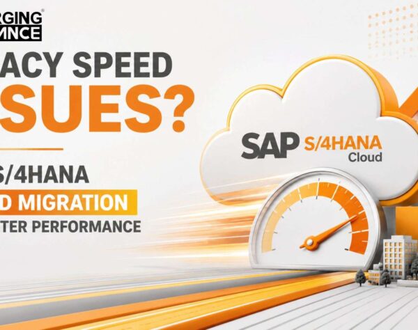 Business professionals accelerating enterprise performance through SAP S/4HANA Cloud migration from legacy ERP systems with modern cloud infrastructure and real-time business operations.