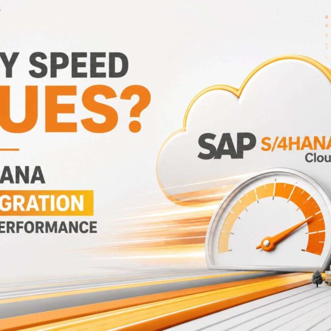 Business professionals accelerating enterprise performance through SAP S/4HANA Cloud migration from legacy ERP systems with modern cloud infrastructure and real-time business operations.