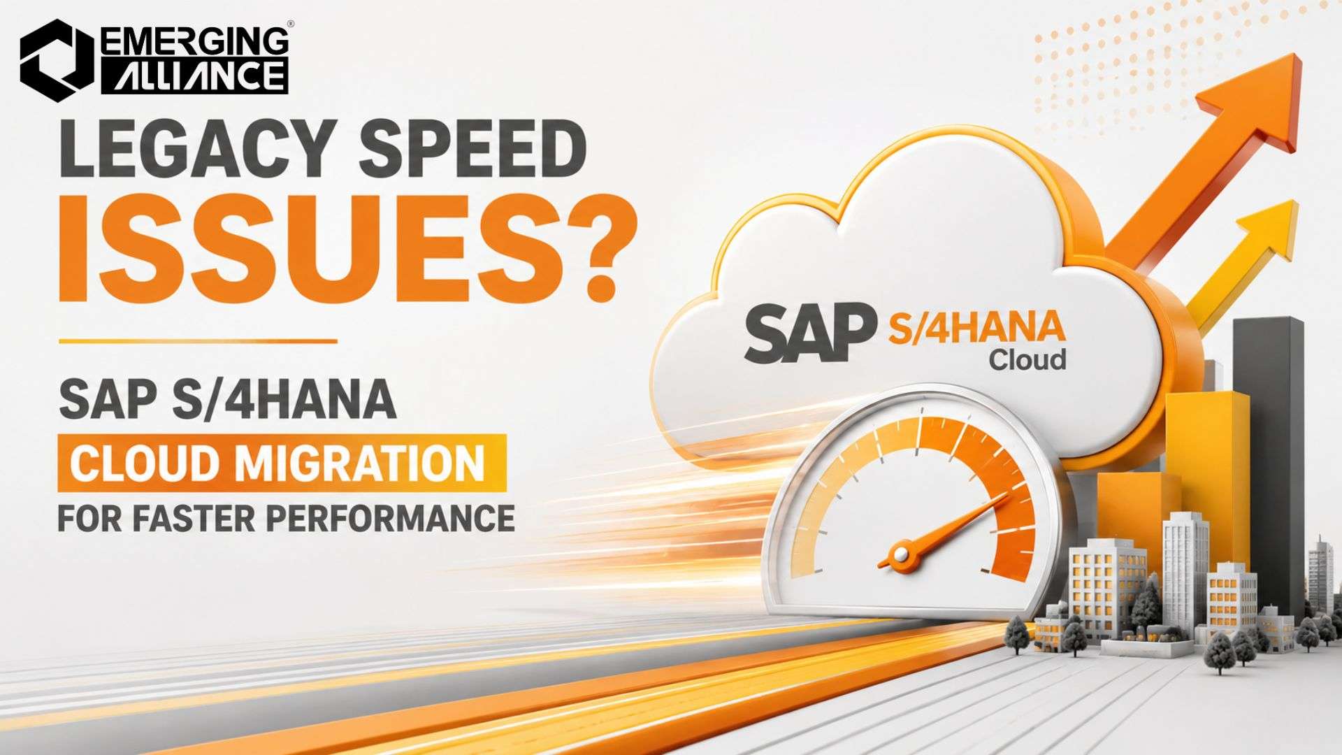 Business professionals accelerating enterprise performance through SAP S/4HANA Cloud migration from legacy ERP systems with modern cloud infrastructure and real-time business operations.