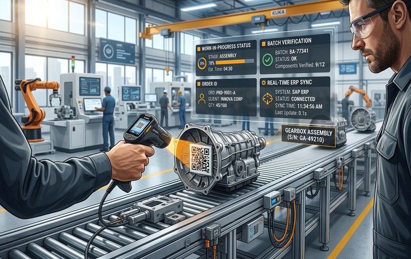 QR Code Production Tracking Workflow on Manufacturing Shop Floor